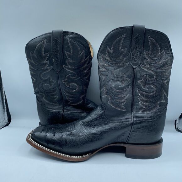 Cody James Boot Mens Men 13 EE Exotic Smooth Ostrich Black Square Toe Cowboy main image 9